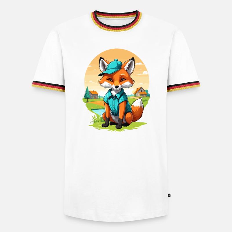 Fox with cap - Men's Ringer Shirt - white/tricolour