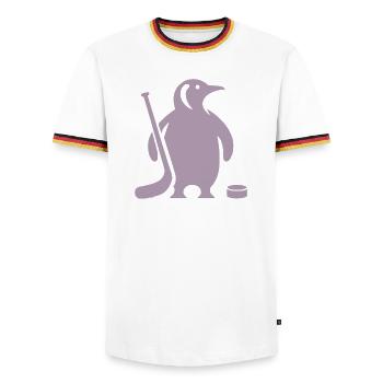 Minimalistische Pinguin Eishockey Silhouette - Männer Kontrast-T-Shirt - Weiß/Dreifarbig - Vorne - AI Model Female 172 light (172cm) & AI Model Male 185 light (185cm)