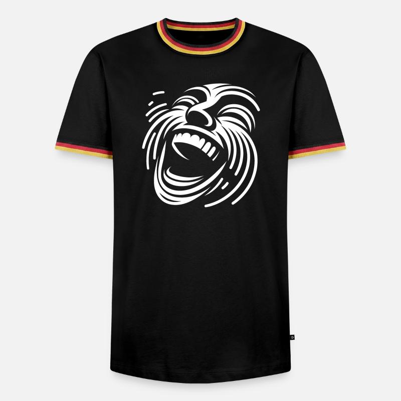 Laughing Line Face Pattern - Men's Ringer Shirt - black/tricolour