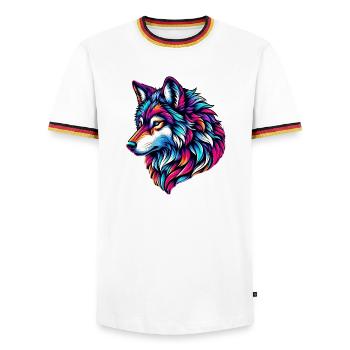 Loup - T-shirt contrasté Homme - blanc/tricolore - Devant - AI Model Female 172 light (172cm) & AI Model Male 185 light (185cm)