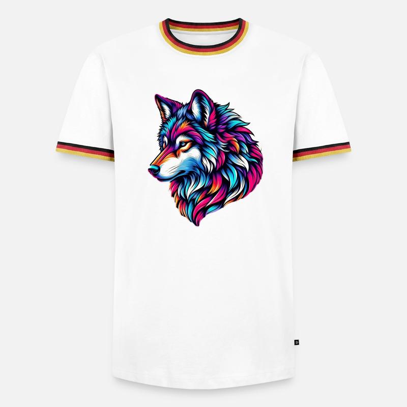 Wolf - Men's Ringer Shirt - white/tricolour