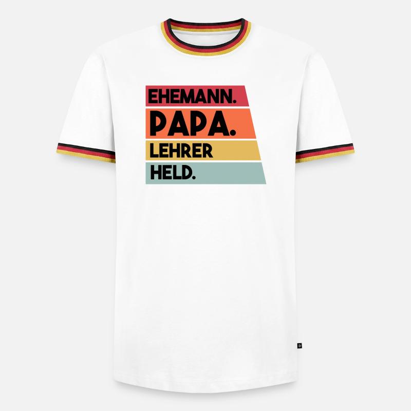 Ehemann Papa Lehrer Held - Männer Kontrast-T-Shirt - Weiß/Dreifarbig