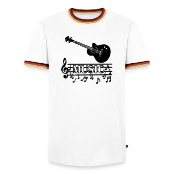 Logo de musique de guitare - T-shirt contrasté Homme - blanc/tricolore - Devant - AI Model Female 172 light (172cm) & AI Model Male 185 light (185cm)