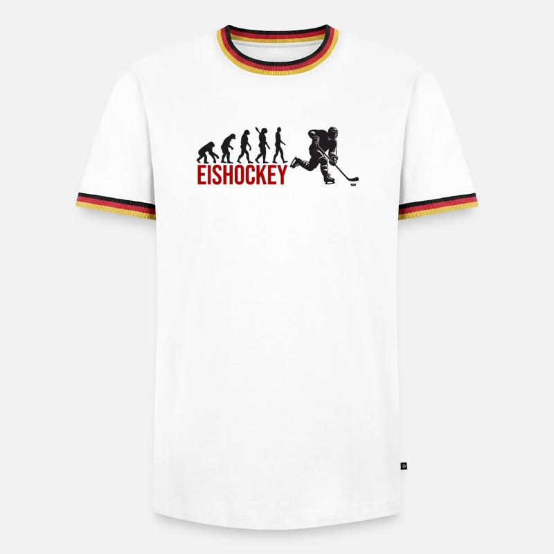 Evolution Eishockey - Männer Kontrast-T-Shirt - Weiß/Dreifarbig