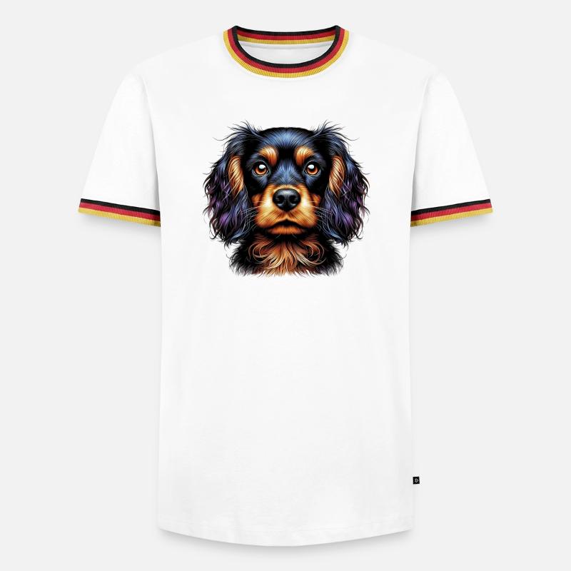 Hund Cocker Spaniel - Männer Kontrast-T-Shirt - Weiß/Dreifarbig