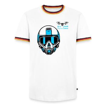 Drohnenpilot 2 - Männer Kontrast-T-Shirt - Weiß/Dreifarbig - Vorne - AI Model Female 172 light (172cm) & AI Model Male 185 light (185cm)