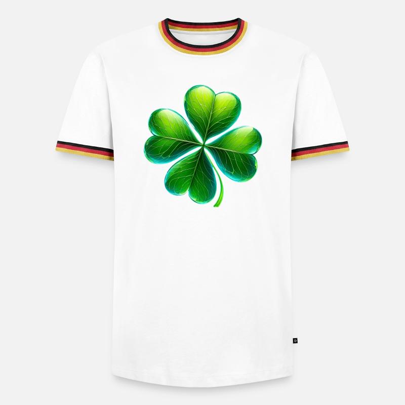 Vierblättriges Kleeblatt - Männer Kontrast-T-Shirt - Weiß/Dreifarbig