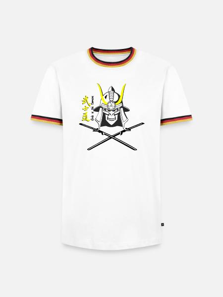 Samuraihelm Kabuto 5 - Männer Kontrast-T-Shirt - Weiß/Dreifarbig