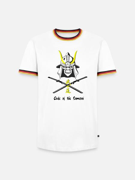 Samuraihelm Kabuto 4 - Männer Kontrast-T-Shirt - Weiß/Dreifarbig