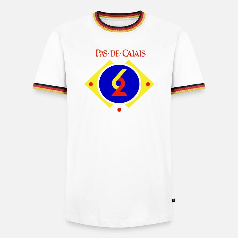 Pas de Calais - Männer Kontrast-T-Shirt - Weiß/Dreifarbig