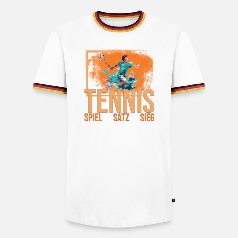 Spiel - Satz - Sieg - Männer Kontrast-T-Shirt - Weiß/Dreifarbig
