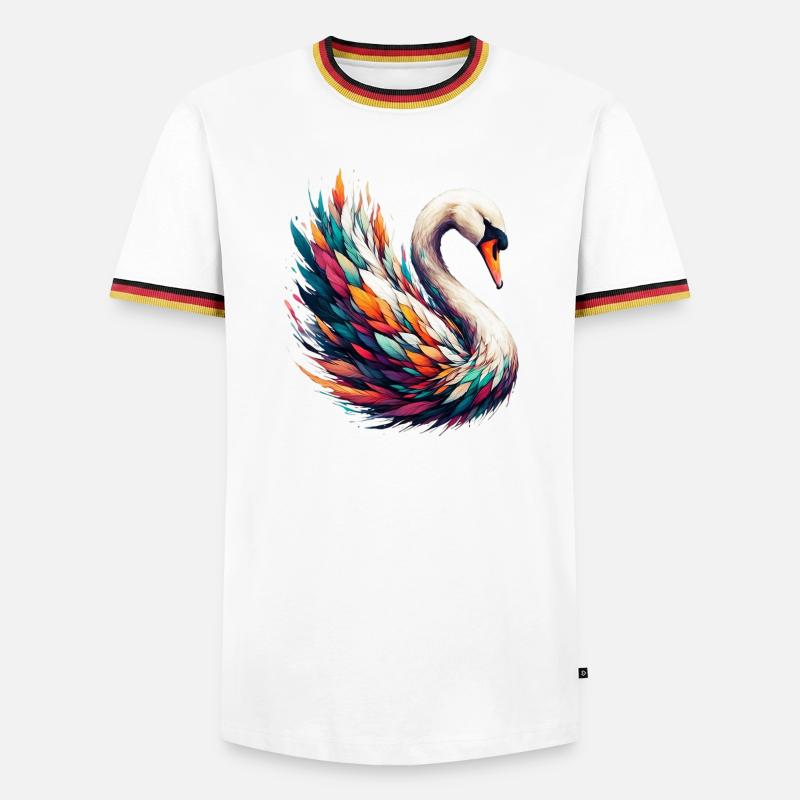Schwan - Männer Kontrast-T-Shirt - Weiß/Dreifarbig