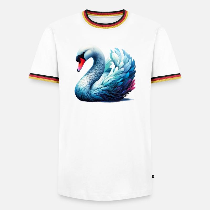Schwan - Männer Kontrast-T-Shirt - Weiß/Dreifarbig