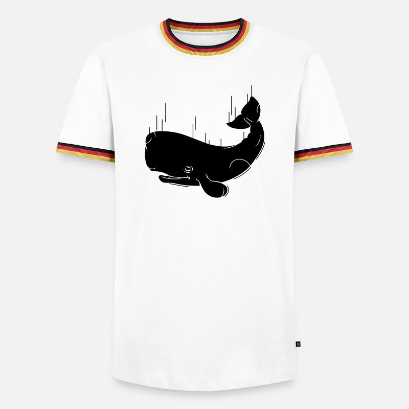 Fallender Wal - Männer Kontrast-T-Shirt - Weiß/Dreifarbig