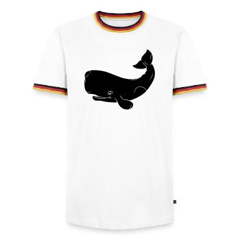 Whale - Men's Ringer Shirt - white/tricolour - Front - AI Model Female 172 light (172cm) & AI Model Male 185 light (185cm)