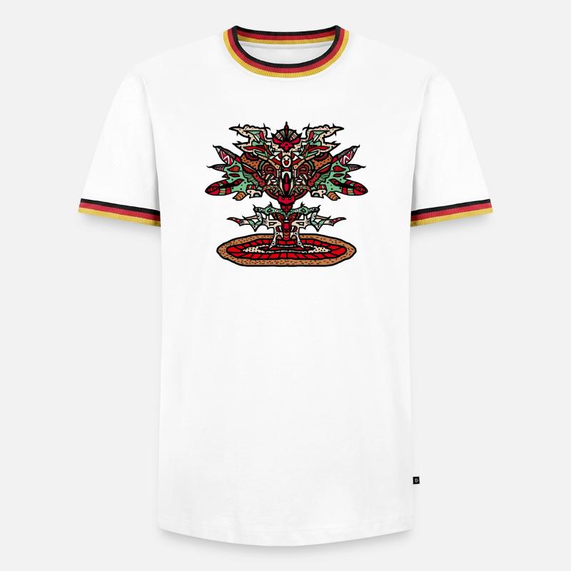 Robot-Drachenbaum tattoo - Männer Kontrast-T-Shirt - Weiß/Dreifarbig