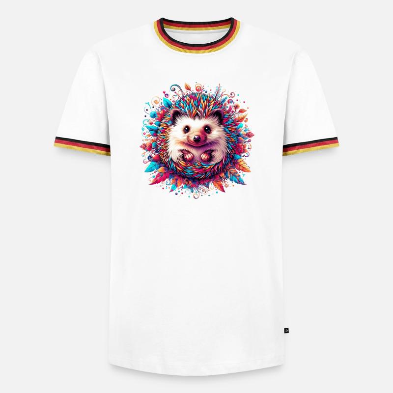 Igel - Männer Kontrast-T-Shirt - Weiß/Dreifarbig