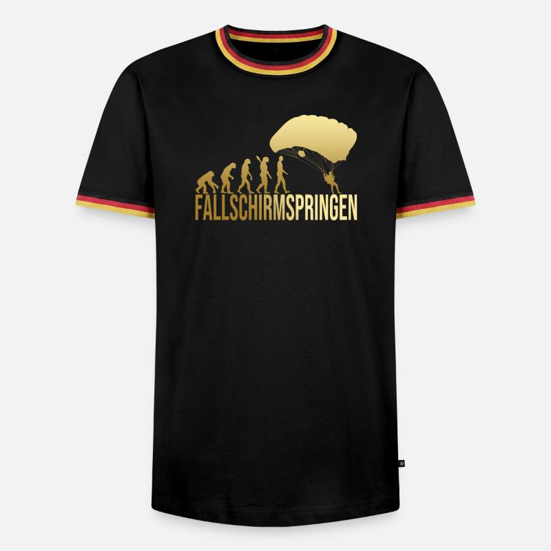 Evolution Fallschirmspringen - Männer Kontrast-T-Shirt - Schwarz/Dreifarbig