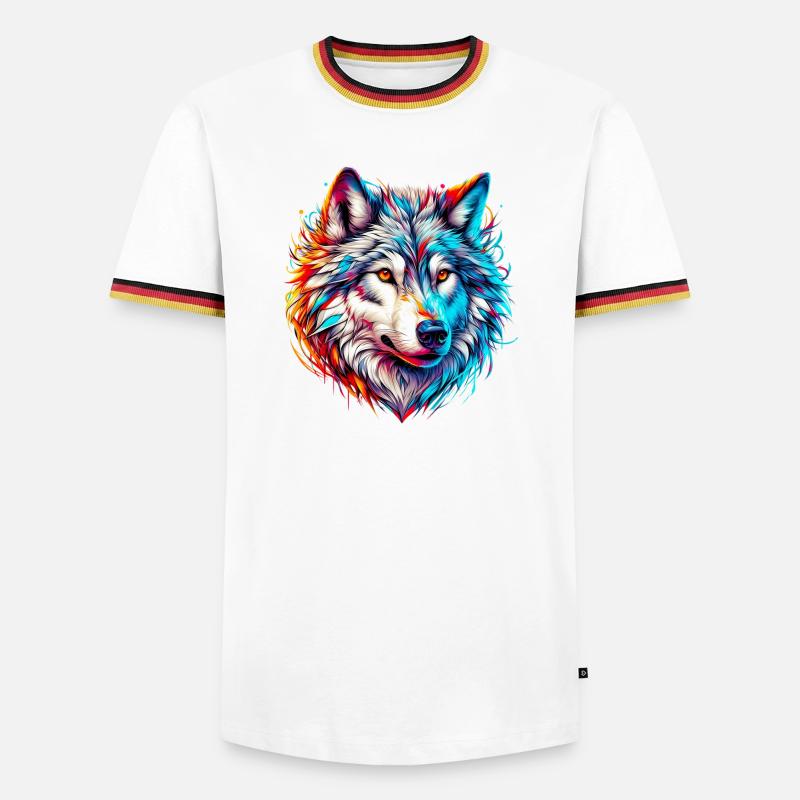 Wolf - Men's Ringer Shirt - white/tricolour