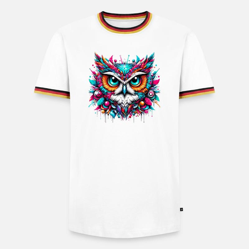Eule - Männer Kontrast-T-Shirt - Weiß/Dreifarbig