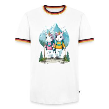 Wanderer Unicorns - Men's Ringer Shirt - white/tricolour - Front - AI Model Female 172 light (172cm) & AI Model Male 185 light (185cm)