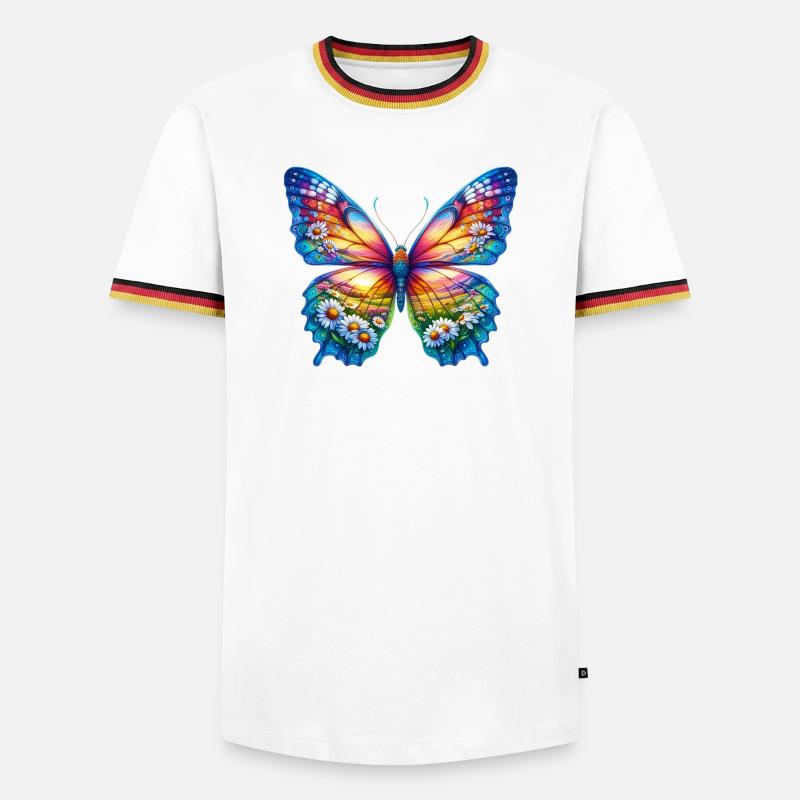 Schmetterlingsblumen Gänseblümchen Gänseblümchen - Männer Kontrast-T-Shirt - Weiß/Dreifarbig