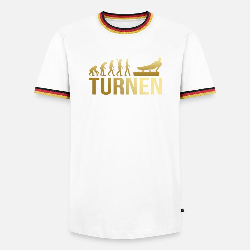 Evolution Turnen - Männer Kontrast-T-Shirt - Weiß/Dreifarbig