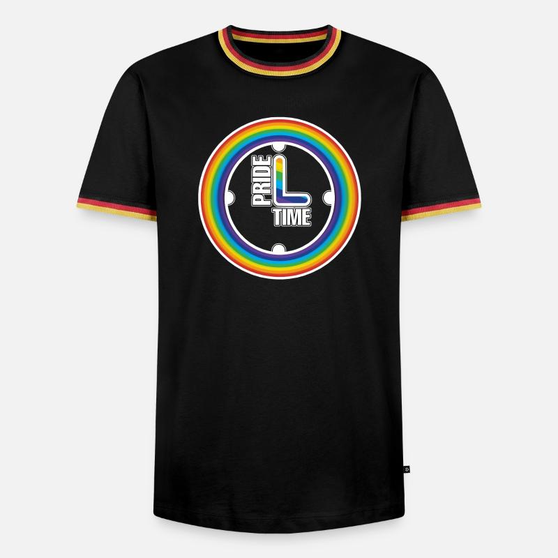 Rainbow Pride Ring Clock - Men's Ringer Shirt - black/tricolour
