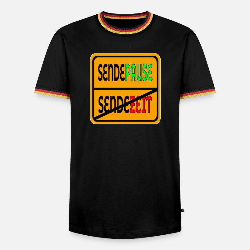 SENDEZEIT SENDEPAUSE - Männer Kontrast-T-Shirt - Schwarz/Dreifarbig