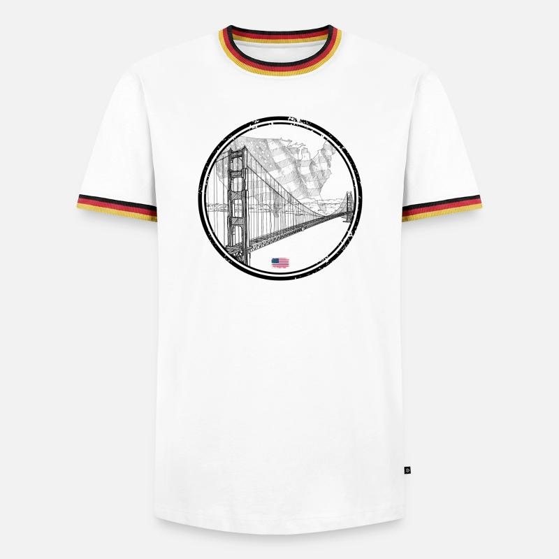 US Bridge Silhouette Map - Men's Ringer Shirt - white/tricolour