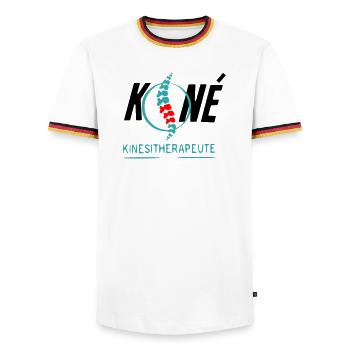 Physiotherapist - Men's Ringer Shirt - white/tricolour - Front - AI Model Female 172 light (172cm) & AI Model Male 185 light (185cm)