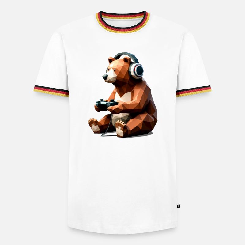 Gaming Bear with Headset & Controller - Men's Ringer Shirt - white/tricolour