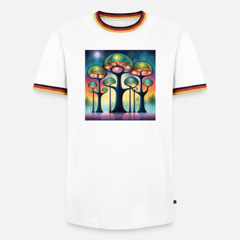 Hundertwasser Bäume - Männer Kontrast-T-Shirt - Weiß/Dreifarbig