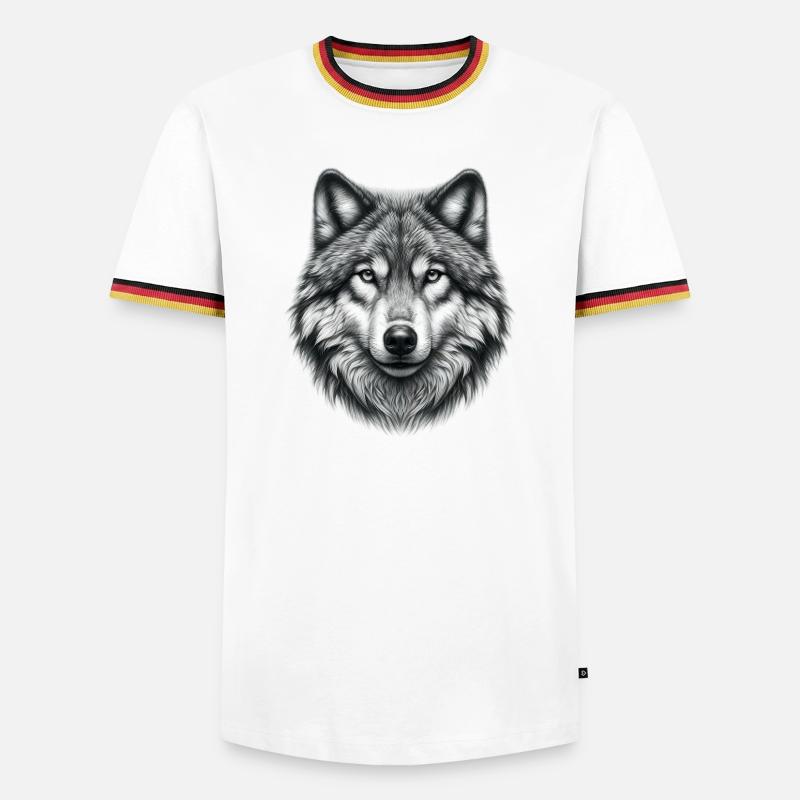 Wolf - Männer Kontrast-T-Shirt - Weiß/Dreifarbig