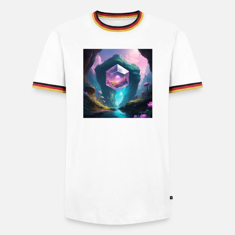 Magic Cave - Männer Kontrast-T-Shirt - Weiß/Dreifarbig