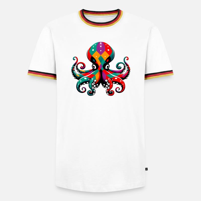 Harlequin Octopus - Men's Ringer Shirt - white/tricolour