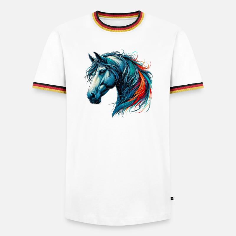 Pferd - Männer Kontrast-T-Shirt - Weiß/Dreifarbig