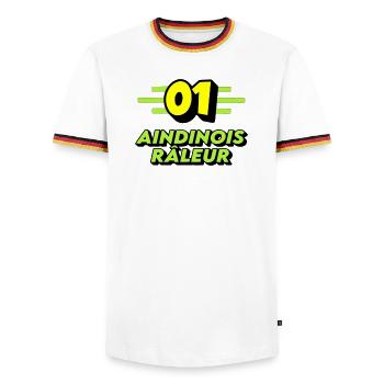 Aindinois râleur - T-shirt contrasté Homme - blanc/tricolore - Devant - AI Model Female 172 light (172cm) & AI Model Male 185 light (185cm)