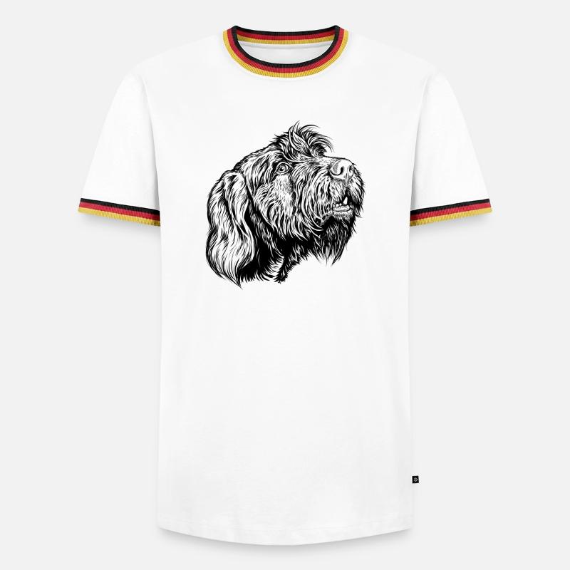 Pudelpointer redet mit - Männer Kontrast-T-Shirt - Weiß/Dreifarbig