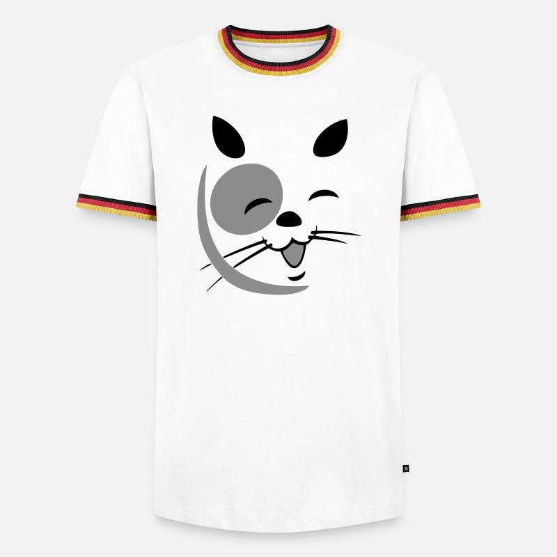 Cat face - Men's Ringer Shirt - white/tricolour