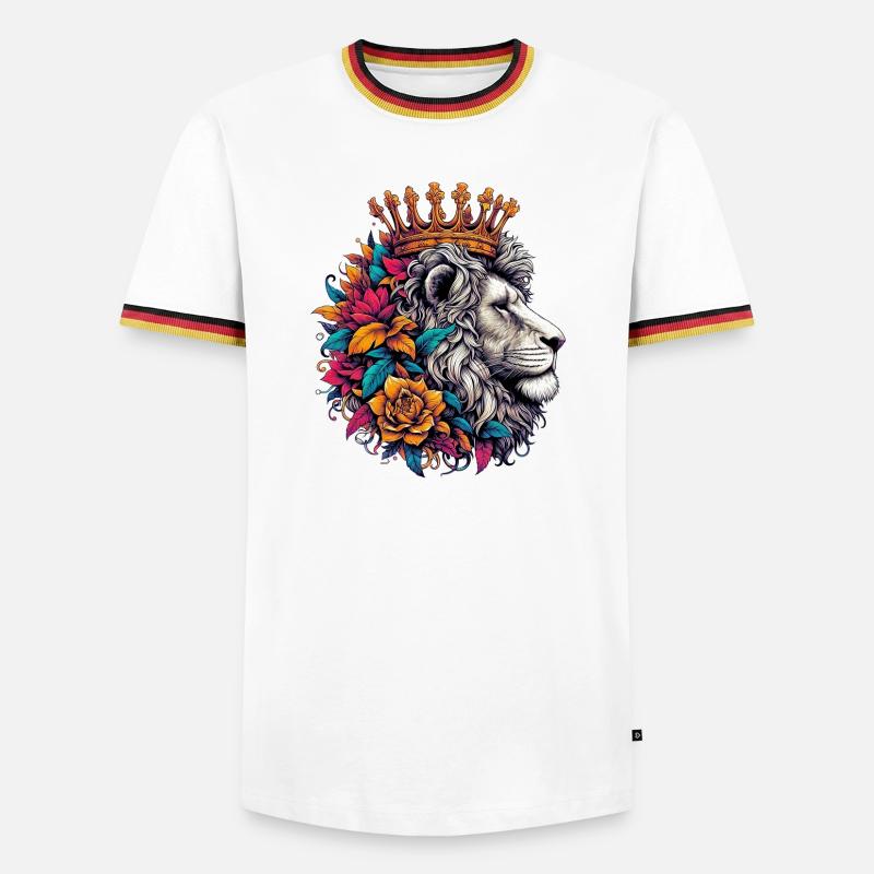 Löwe mit der Krone - Männer Kontrast-T-Shirt - Weiß/Dreifarbig