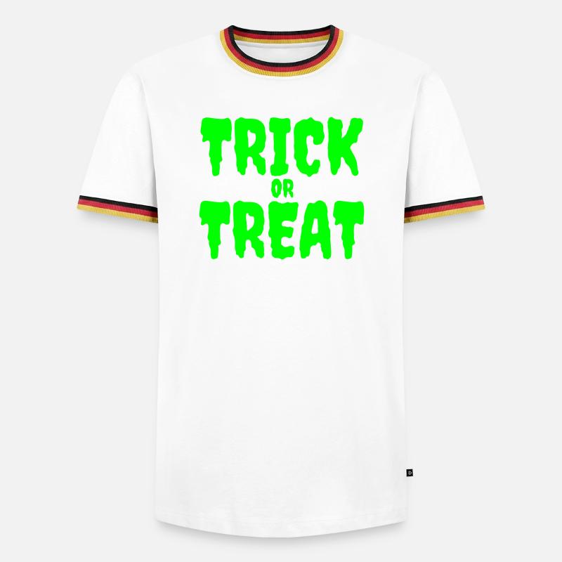 Im Dunkeln leuchtendes Süßes-oder-Saures-Design - Männer Kontrast-T-Shirt - Weiß/Dreifarbig