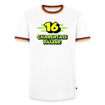 Charentais râleur - T-shirt contrasté Homme - blanc/tricolore - Devant - AI Model Female 172 light (172cm) & AI Model Male 185 light (185cm)