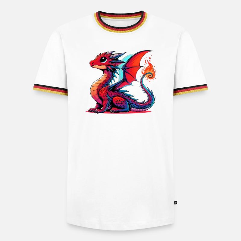 Drache - Männer Kontrast-T-Shirt - Weiß/Dreifarbig