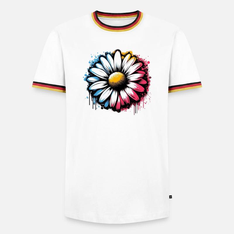 Gänseblümchen - Männer Kontrast-T-Shirt - Weiß/Dreifarbig