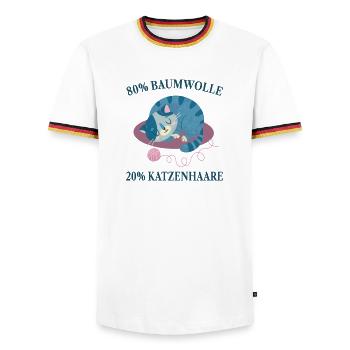 Cats, Cat Hair, Cat Lovers, - Men's Ringer Shirt - white/tricolour - Front - AI Model Female 172 light (172cm) & AI Model Male 185 light (185cm)