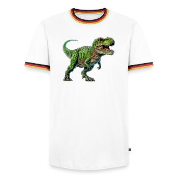 Dinosaur - Men's Ringer Shirt - white/tricolour - Front - AI Model Female 172 light (172cm) & AI Model Male 185 light (185cm)