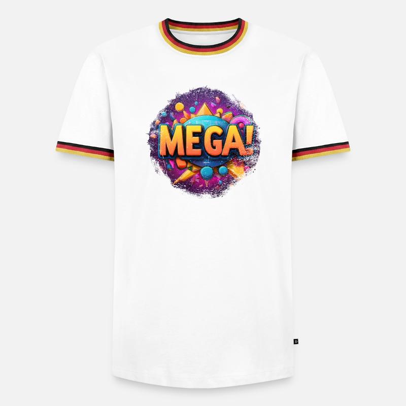 mega text in 3D - Men's Ringer Shirt - white/tricolour