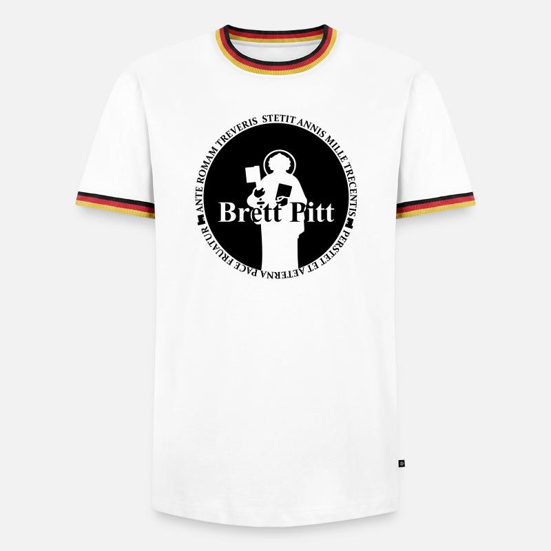 BrettPitt - Männer Kontrast-T-Shirt - Weiß/Dreifarbig
