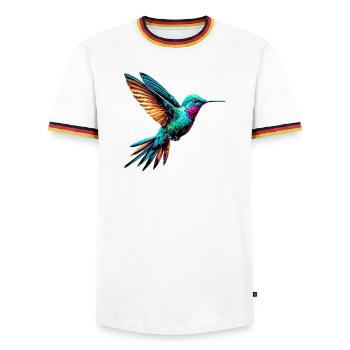 Kolibri - Männer Kontrast-T-Shirt - Weiß/Dreifarbig - Vorne - AI Model Female 172 light (172cm) & AI Model Male 185 light (185cm)